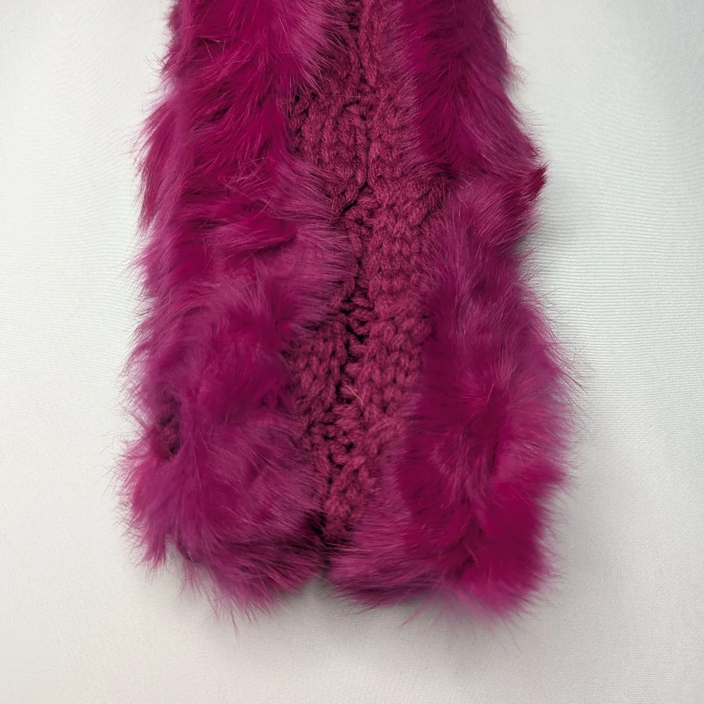 New C.C Cheveux Corp Womens Fuscia Faux Fur Lined Cable Knit Headband One Size